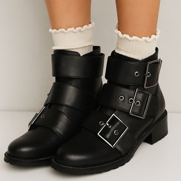 Blondo Shoes - Blondo Boots Camila Women Ankle Waterproof Black Zip Buckles Zip Black Size 7 M